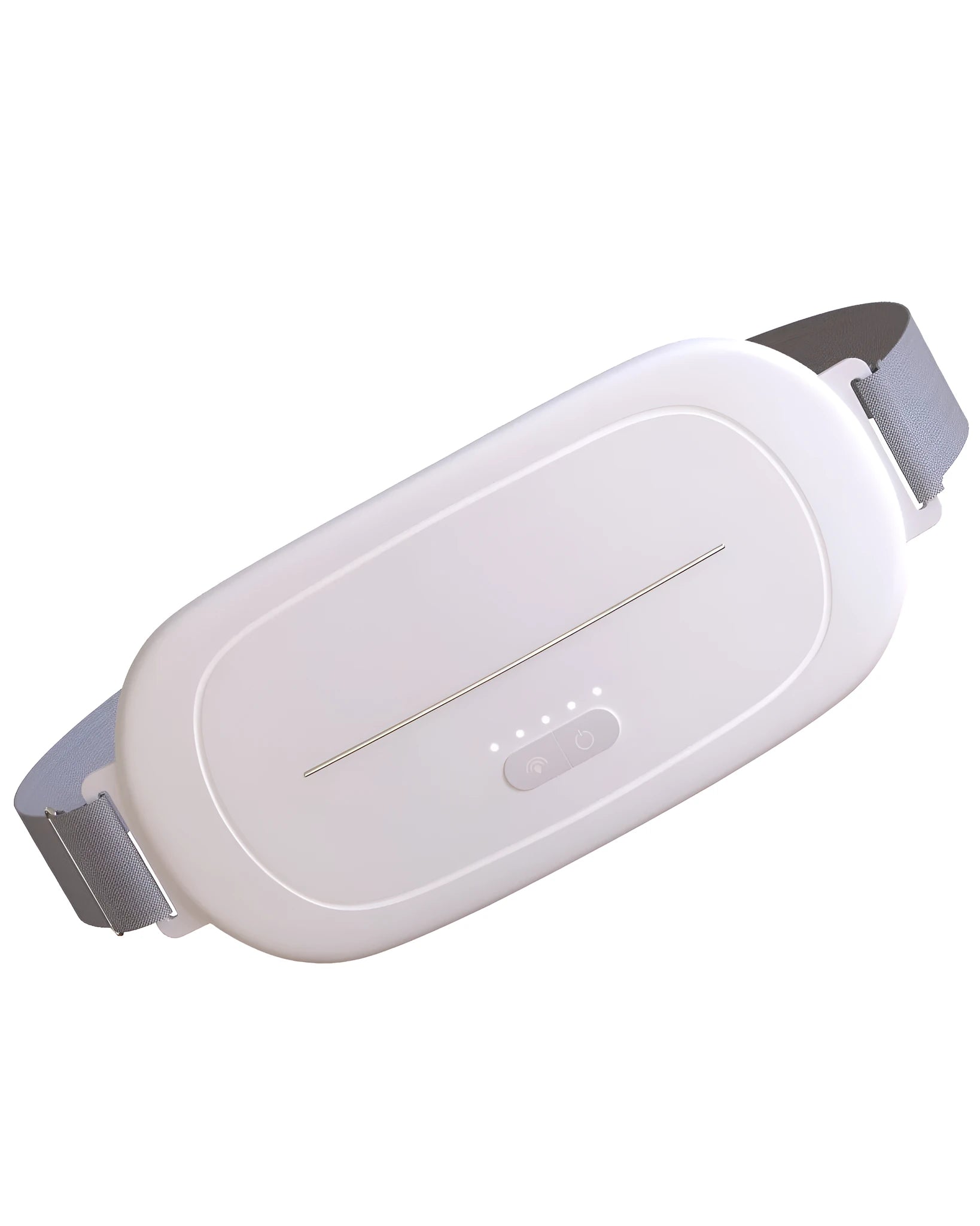 White uterine warming device sitting on its wireless charging base.