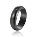 Glossy electroplated titanium steel ring shown in gold, black, and steel colour options.