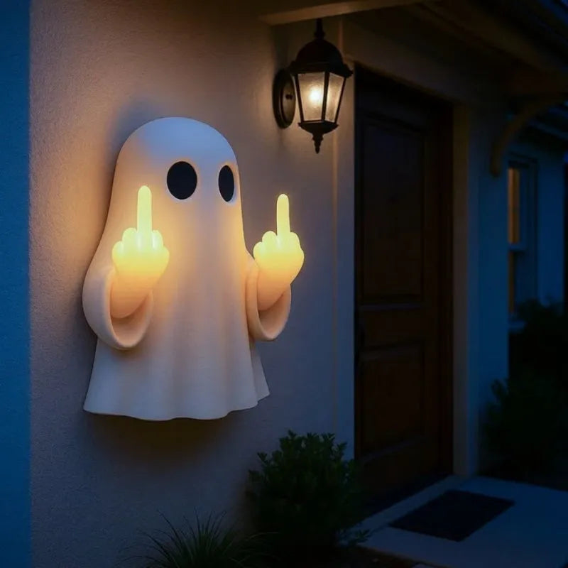 Small white ghost statue night lamp with modern design for Halloween decoration measuring 19.85cm tall