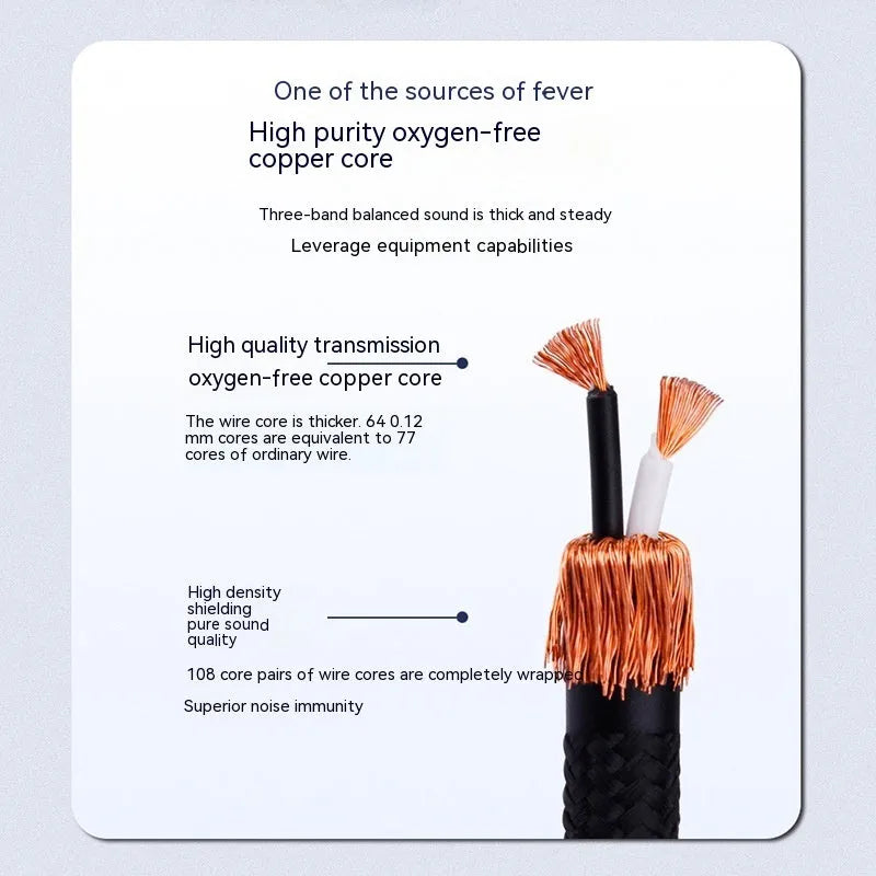 3.5mm to 2RCA computer audio cable with PVC cotton net sheath in multiple lengths