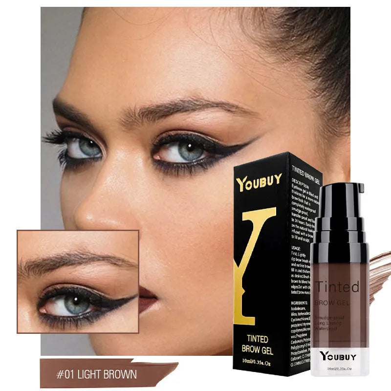 Waterproof quick-drying eyebrow cream pencil in dark grey and golden yellow shades
