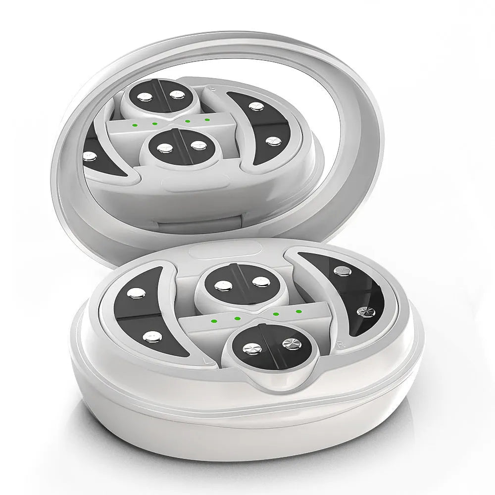 White wireless red light and EMS electric eye and facial massager device.