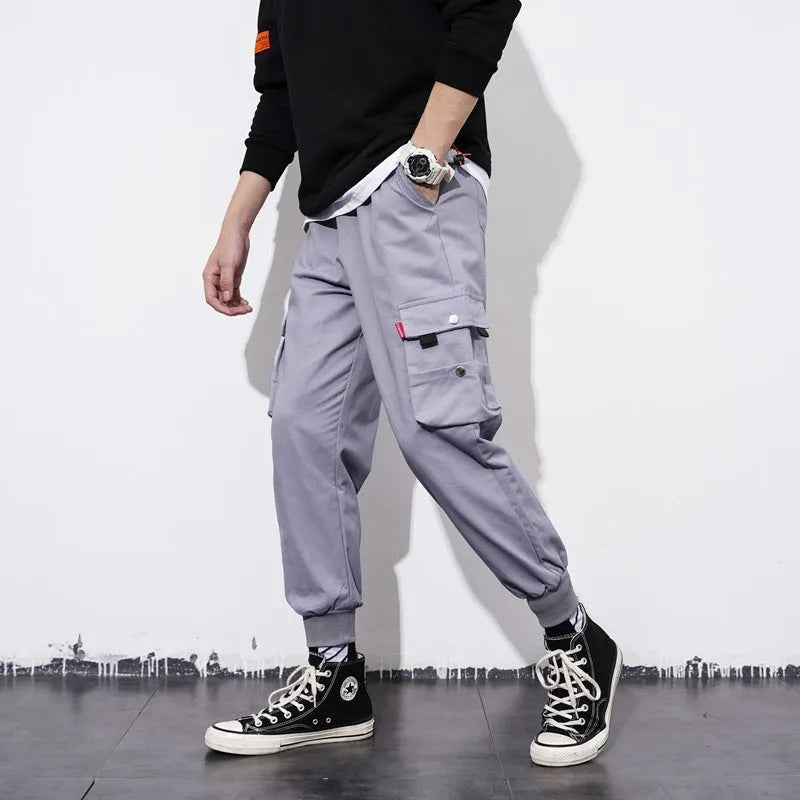 Men's loose plus size casual jogger pants in cool silk cotton blend with drawstring waist