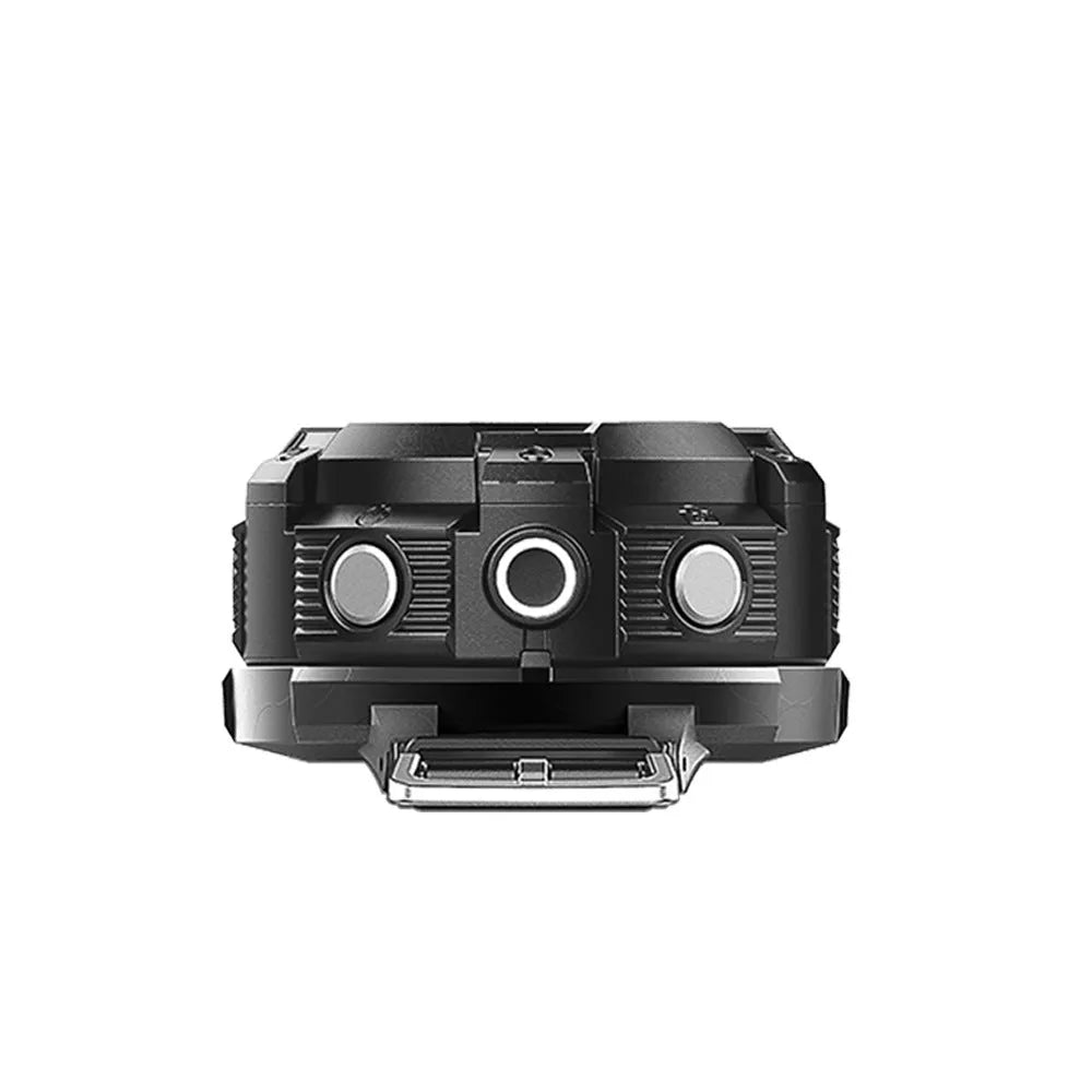 Black sports digital camera with waterproof design measuring 290mm long