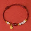 Hetian Jade Cinnabar Red Rope Women's Bracelet with 925 silver and adjustable chain in shore bracelet colour