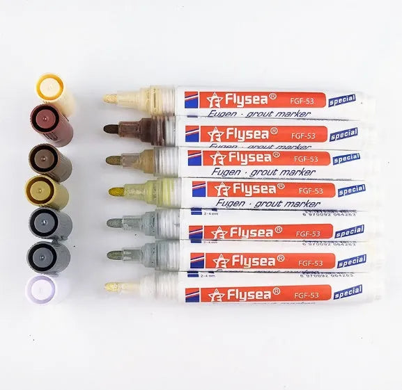 Tile gap grout coating marker pen with water-based ink for ceramic floor repair in six colours