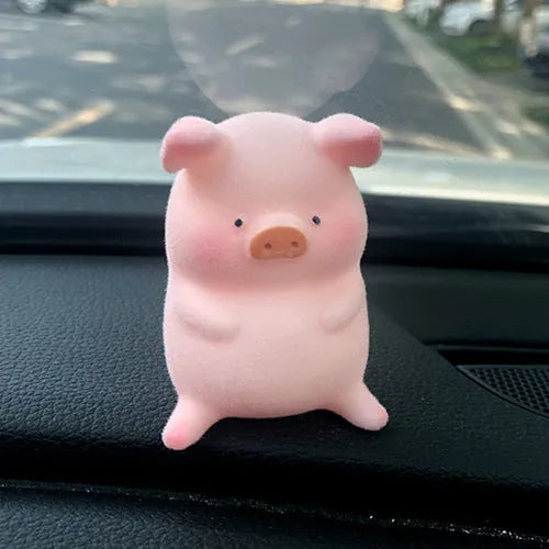 Cute 3D cartoon pig resin figurine for car dashboard decoration, shown in one of eight available styles.