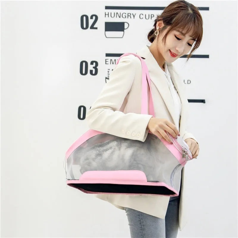 Moorpet leather cat outing carry bag in solid colour with 25L capacity.