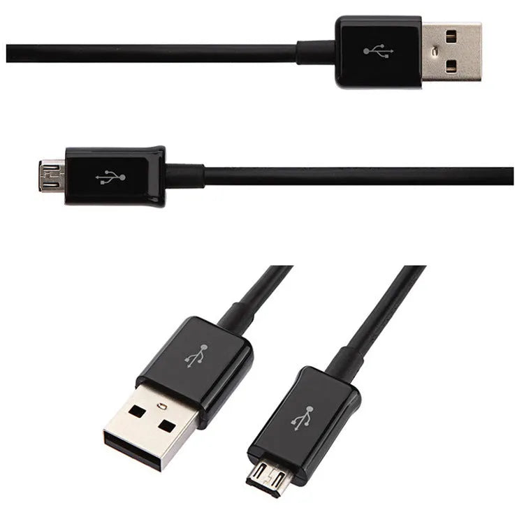 Black Android Micro USB data cable for phone charging and data transfer
