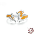Women's silver electroplated ring with cartoon corgi pet design in SCR1014-E colour