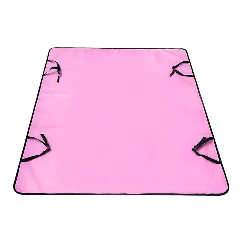 Water resistant cloth car pet mat for the rear seat, shown in a grey dog footprint print design.