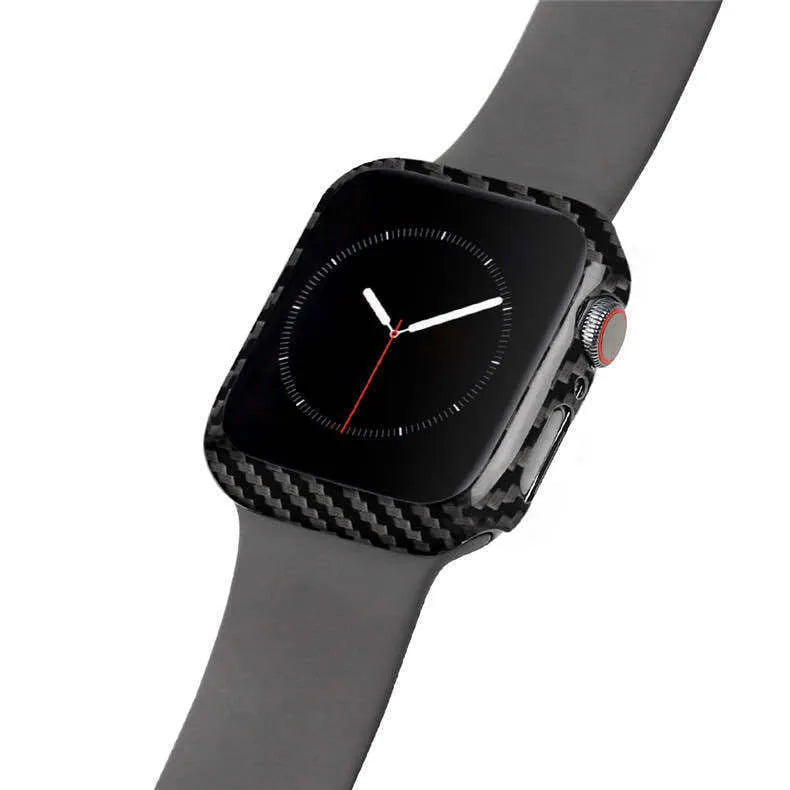 Apple Watch Series 4 carbon fibre protective case in bright black or matt black, 44mm ultra-thin half wrap design