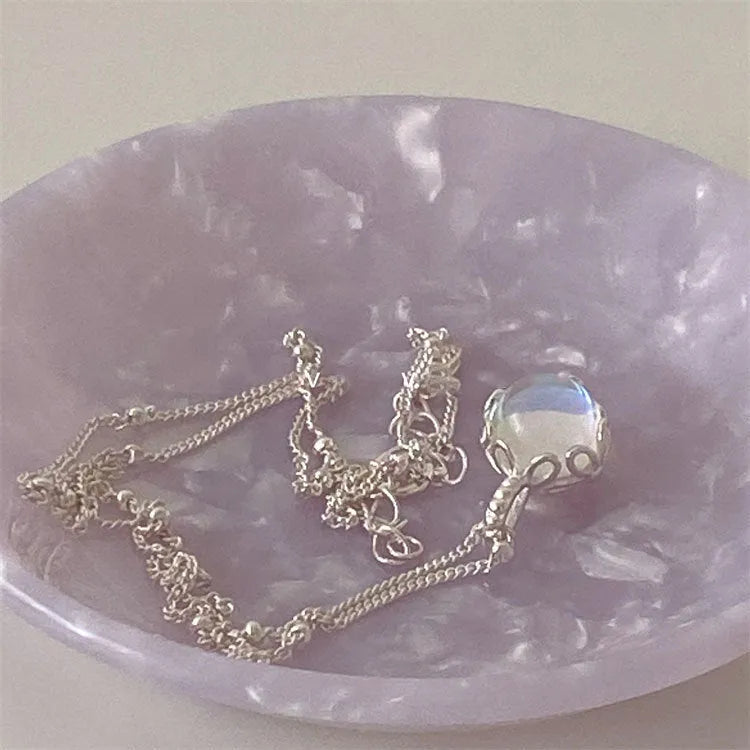 Sterling silver geometric ornamental necklace with adjustable curb chain for women