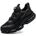 Lightweight flyknit work safety shoes with steel toe protection in black colour