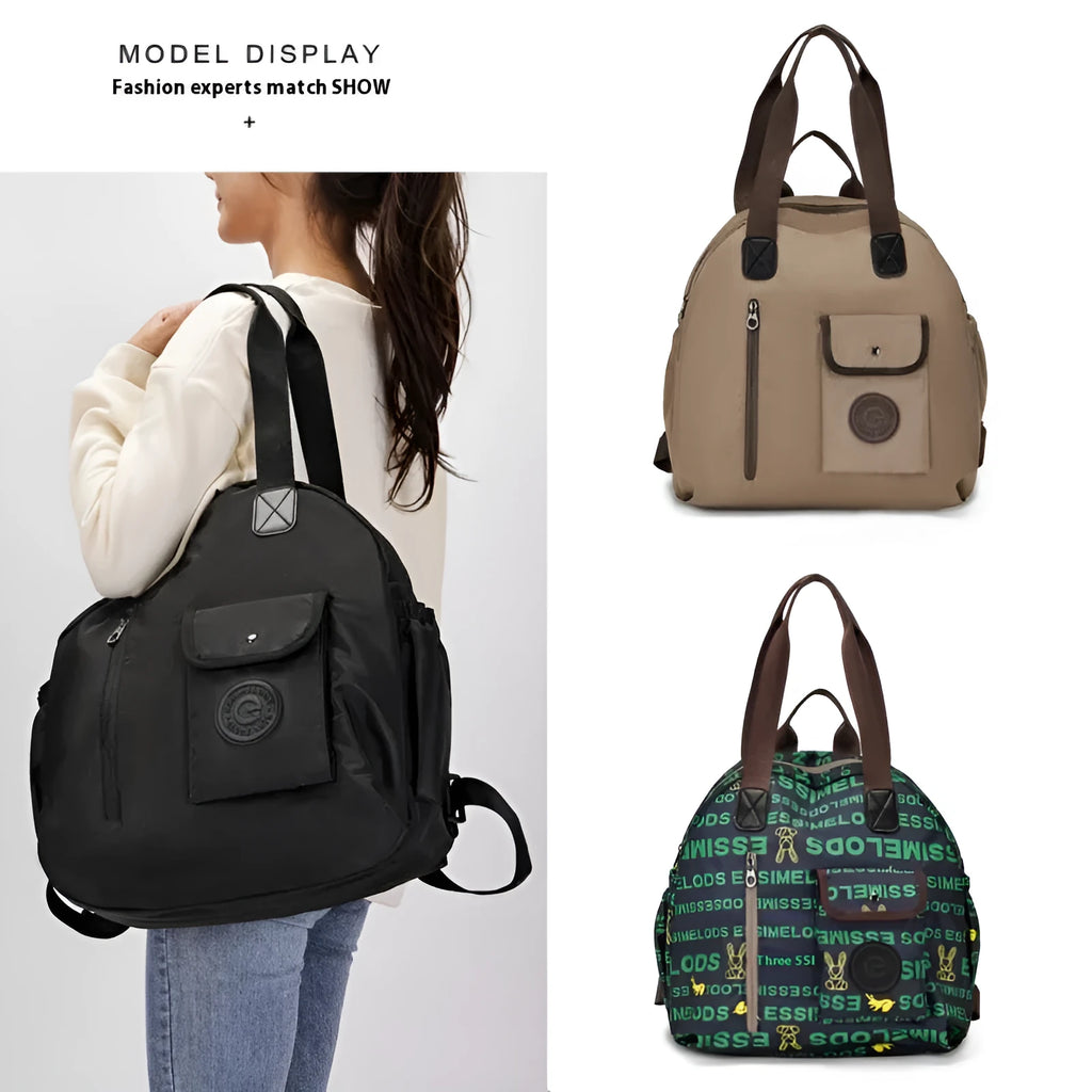 Large outdoor backpack in black, khaki, or green letters design with nylon construction