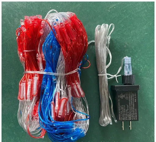 American flag net light, 2 m x 1 m, US flag Net Light colour, festival string grid light with PVC shell and IP44 protection.