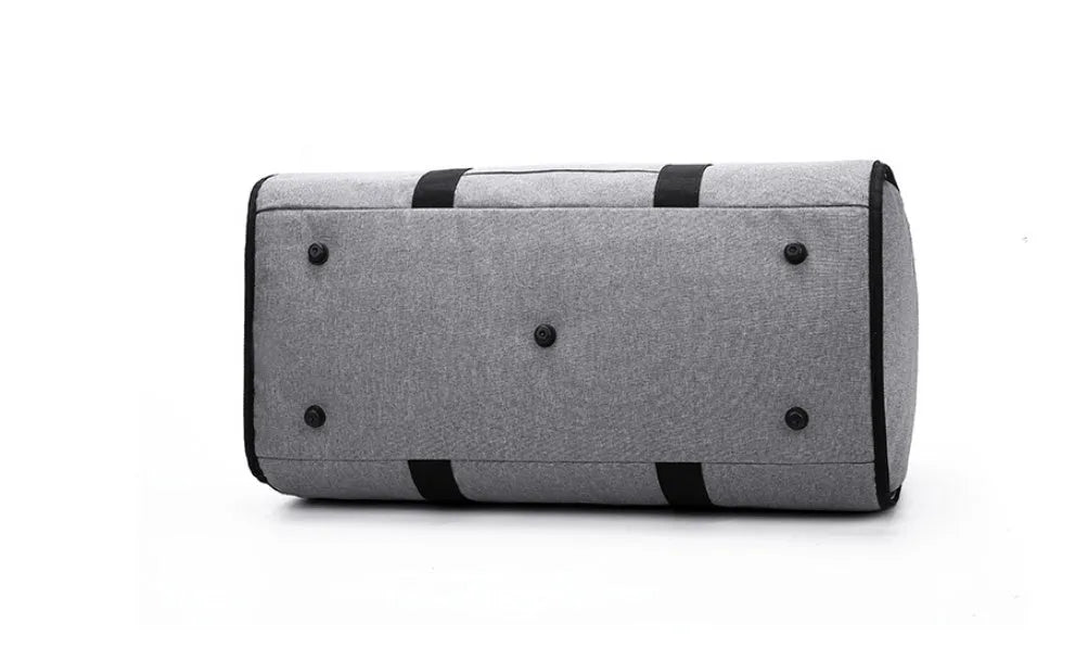 Medium cylinder-shaped travel bag in Oxford cloth with zipper opening, shown in black colour option