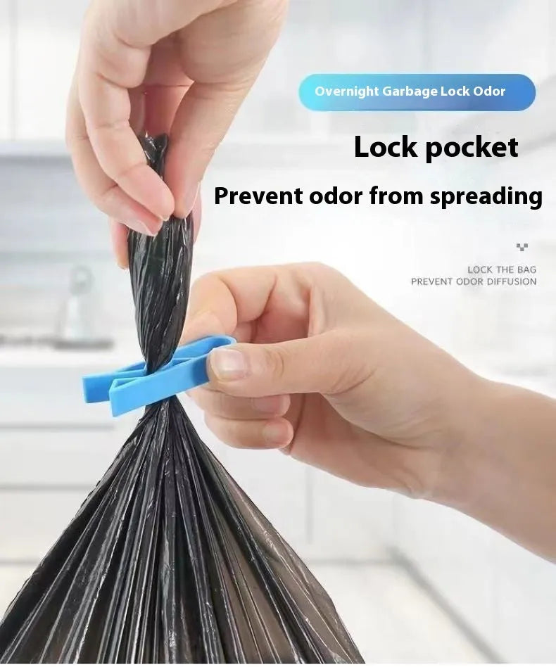 A white PP plastic garbage bag fixing clip designed to secure bin liners to rubbish cans.
