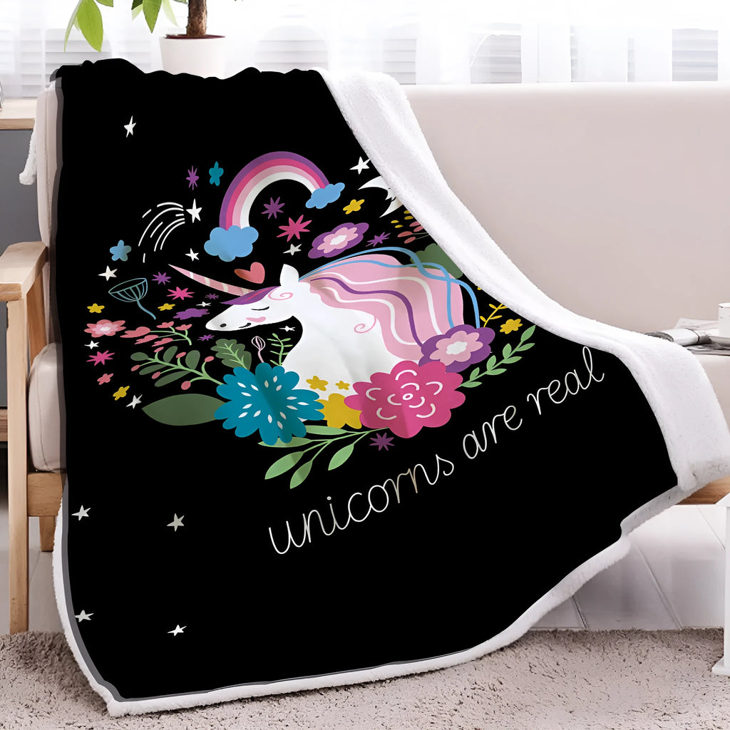 Black Sherpa fleece blanket with lamb wool pattern