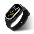 Smart bracelet and earphone combo with 1-inch touchscreen and silicone wristband in black, blue, or red colours