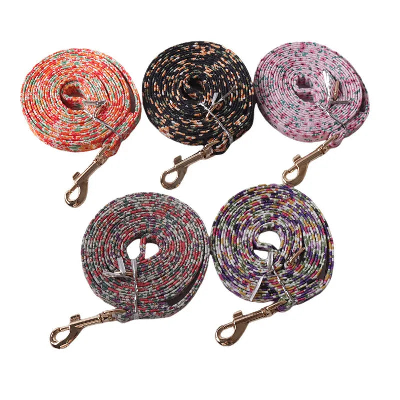 Floral dog harness and leash set in cloth material with single chest back design