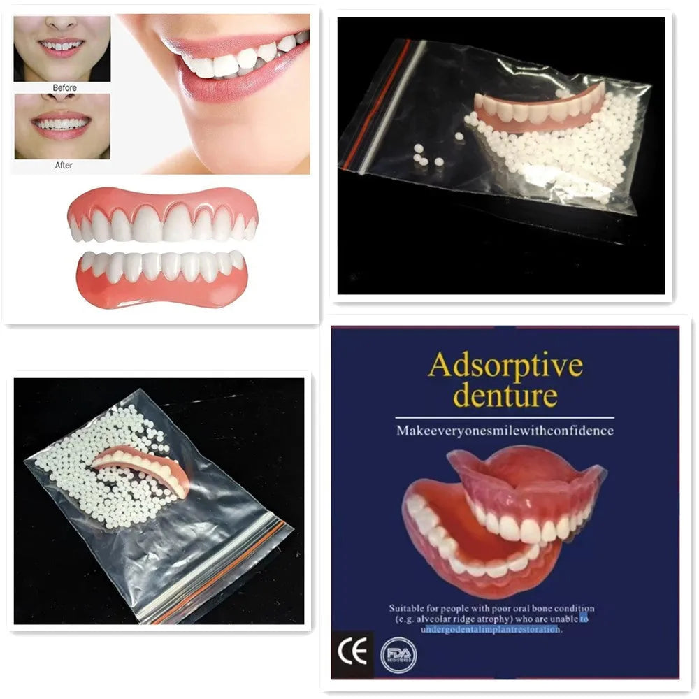 Silicone simulation smile dentures for dental training with upper and lower teeth set
