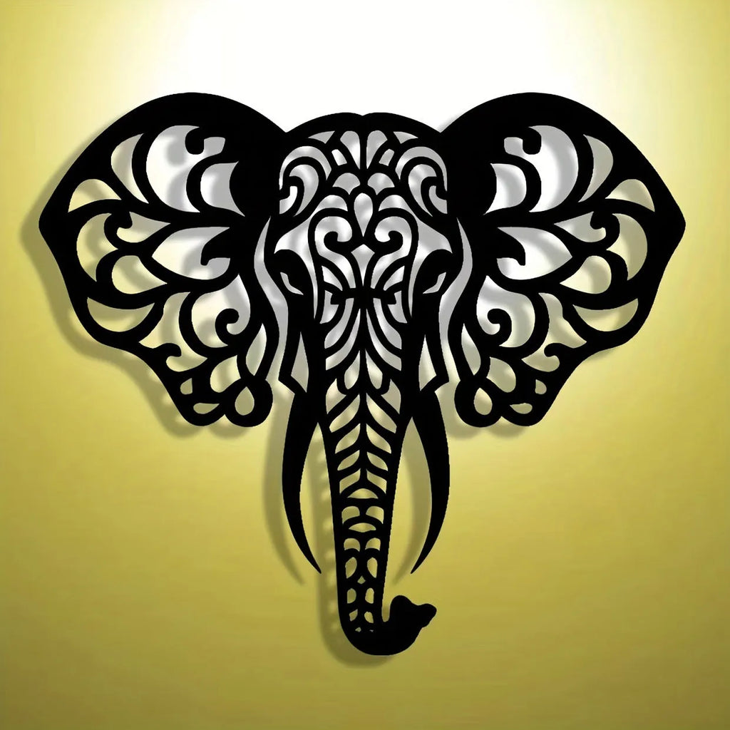 Wrought iron elephant wall decoration in modern simplicity style, metal construction, wall-mounted