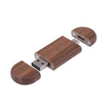Wooden USB flash drive with natural finish showing 2-in-1 mobile phone and computer connectivity