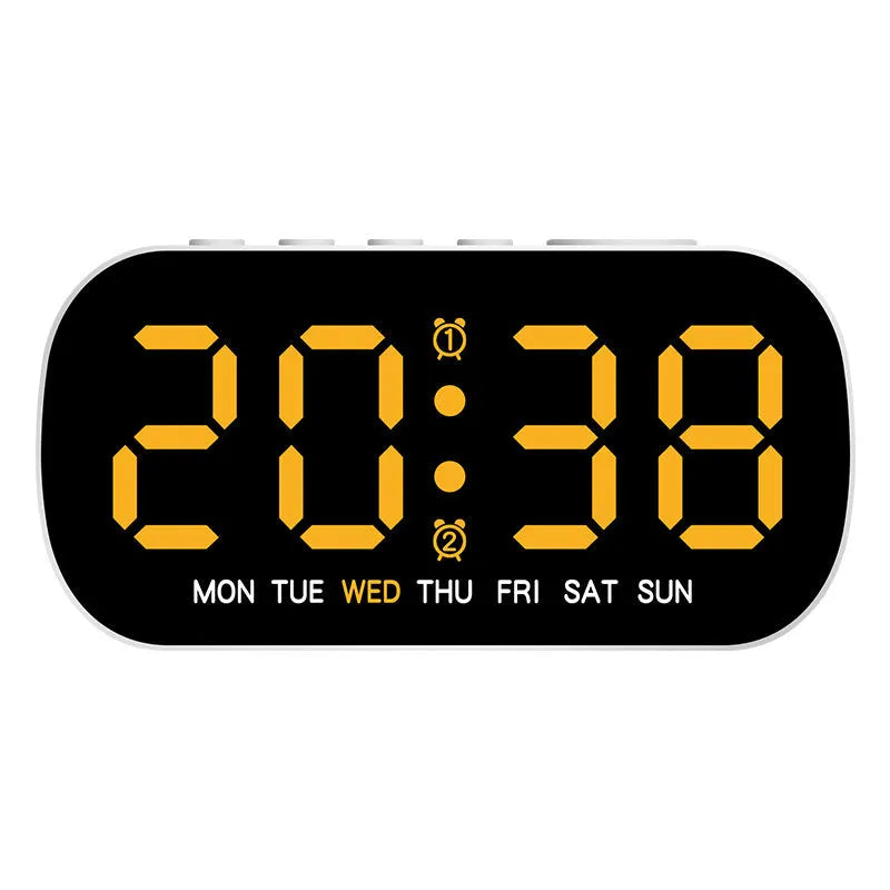 LED digital alarm clock with plastic shell, 10mm thick, in white colour option