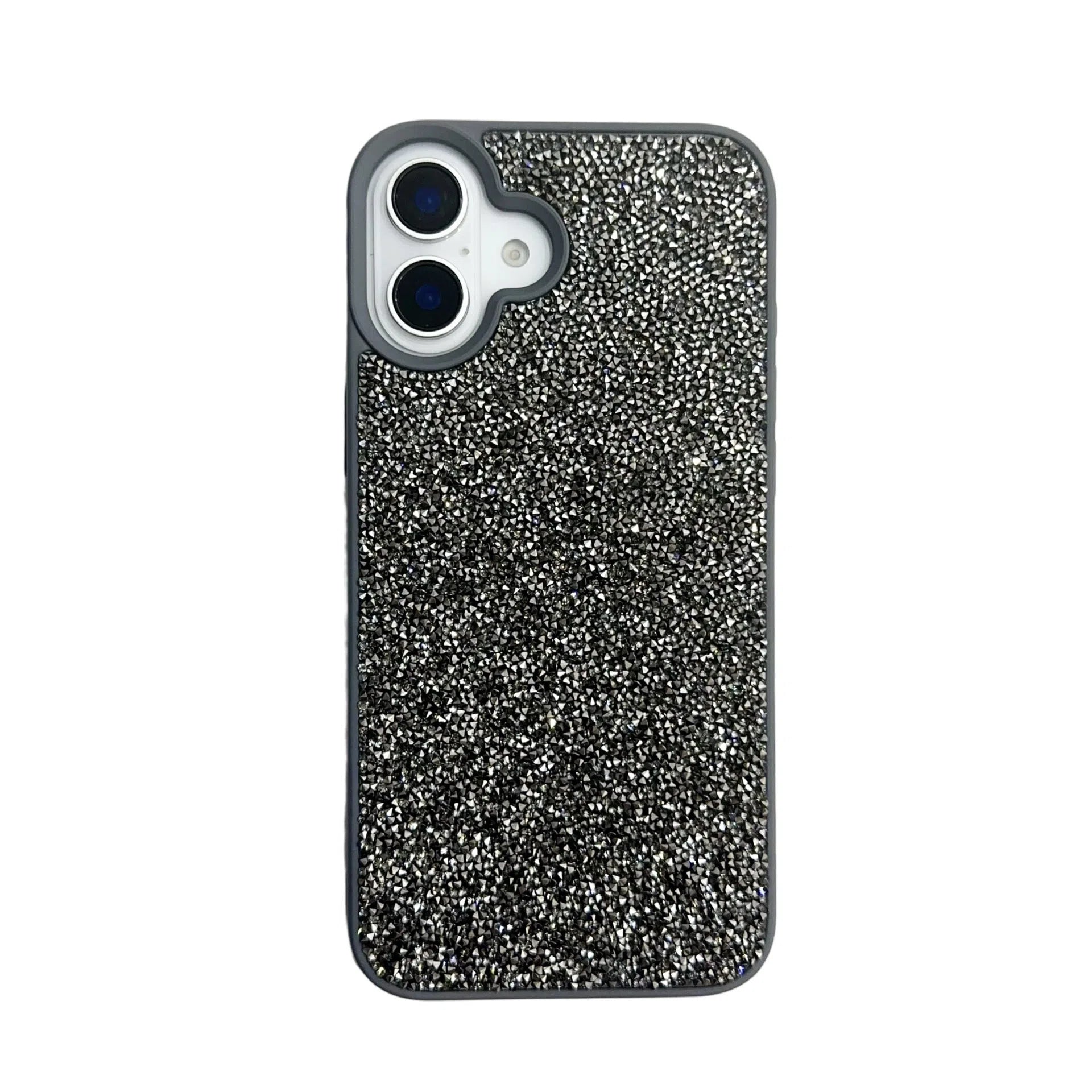 Luxury full diamond handmade phone case for iPhone 17 series in black colour option showing diamond surface texture