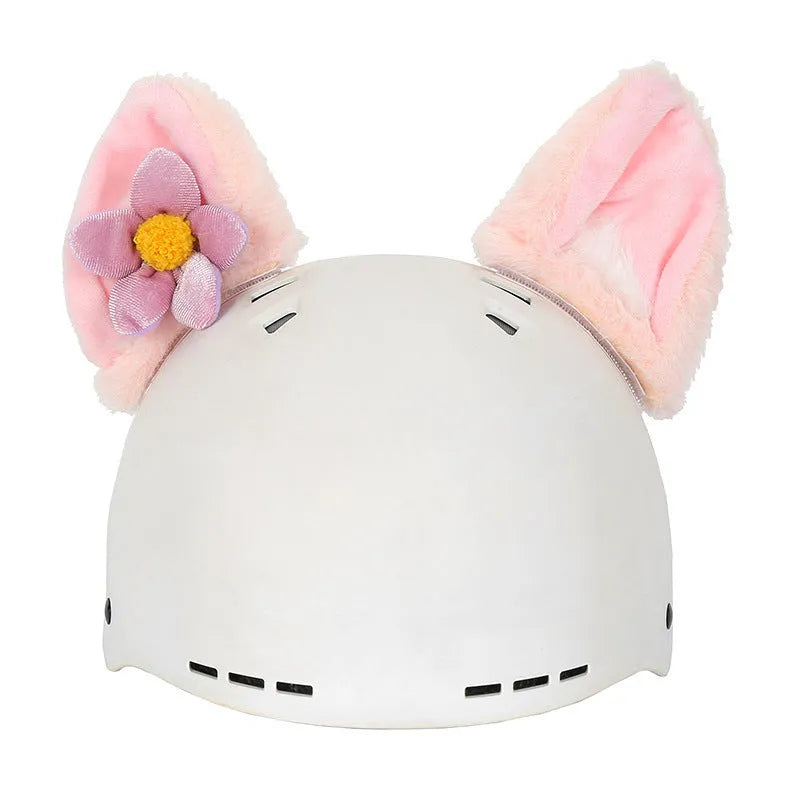 Medium size plush fabric helmet cap set with cartoon ear decorations in various styles
