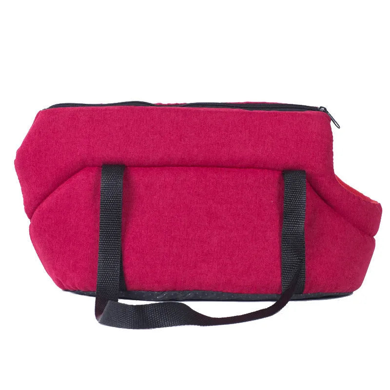 Portable mesh pet carrier bag for small dogs and cats, foldable travel bag in grey or red