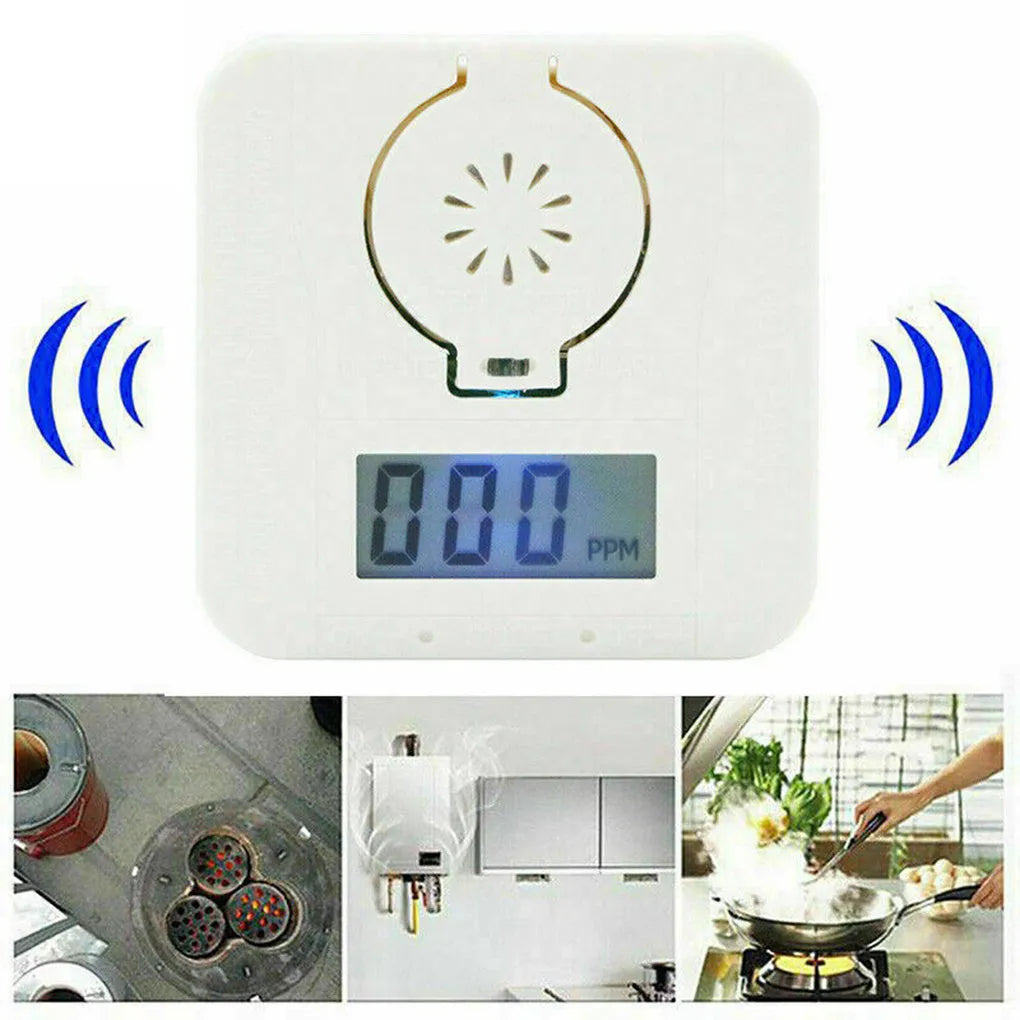 White wireless carbon monoxide alarm for wall mounting with 1.5-metre detection distance