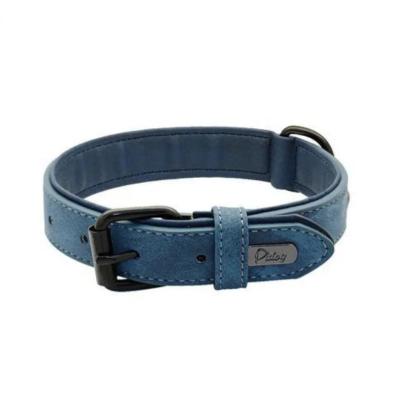 Adjustable dog collar in multiple colours with double-layer PU and microfiber construction