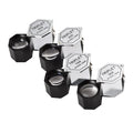 Handheld metal magnifying glass with optical glass lens for jewellery and coin identification.