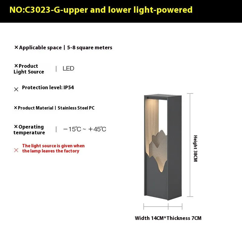 Small stainless steel solar yard lamp with Chinese-style design for outdoor garden use