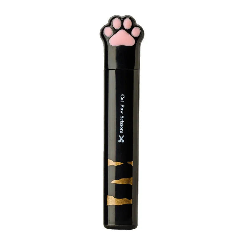 Cat paw mini folding scissors in pink, white, black, and blue colours showing closed and open positions