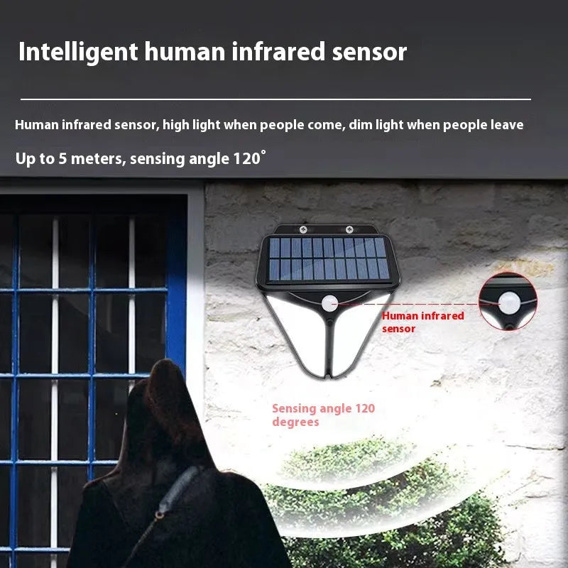 Heart-shaped solar wall lamp with human induction sensor for outdoor courtyard lighting