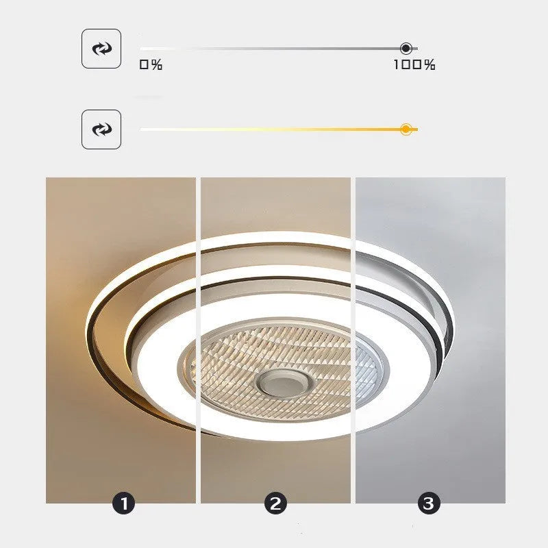 55cm Nordic LED ceiling fan light in black white with acrylic diffuser and ABS fan blades for bedroom or dining room
