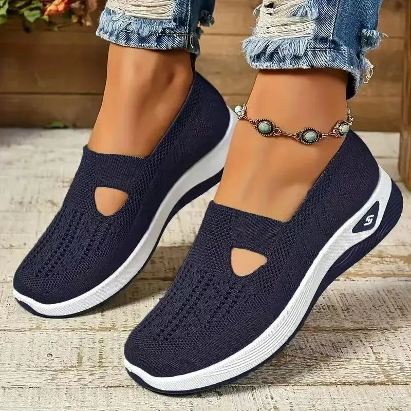 Women's low-top casual mesh shoes with a T-strap and round toe in multiple colour options.