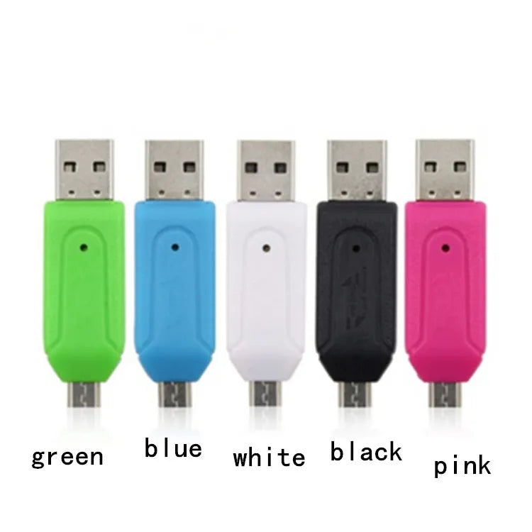 OTG card reader with micro USB interface for Android phones and computers, compatible with SD and TF memory cards