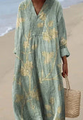 Casual floral 3D printed shirt dress with princess skirt cut and wide waist design
