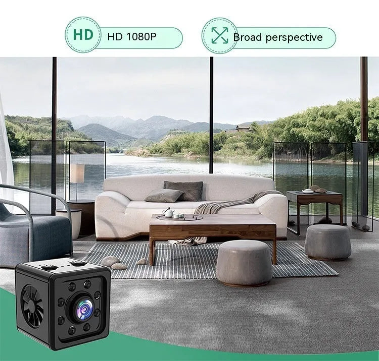 Black K13 remote network sports camera with cubic 26mm ABS body and mounting bracket.