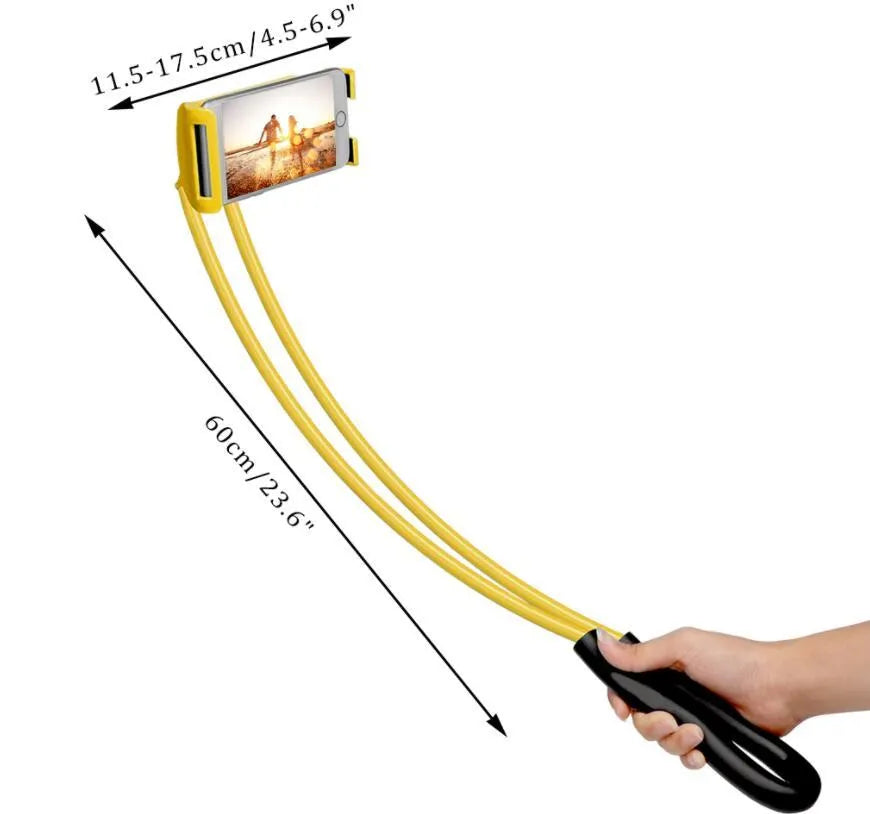 White universal smartphone holder showing 360-degree rotation on a table