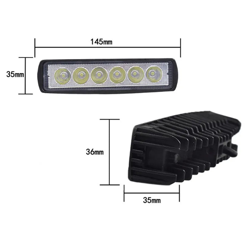 Black die-cast aluminium 18W LED auxiliary spotlight for car or truck mounting.