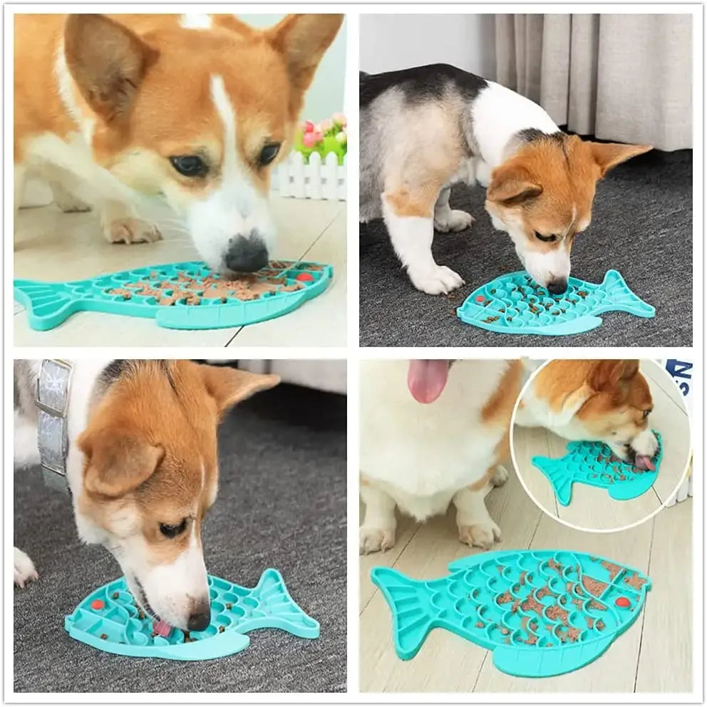 Silicone lick mat slow feeder for dogs and cats, 24.5 x 19 cm, in blue, green, or grey