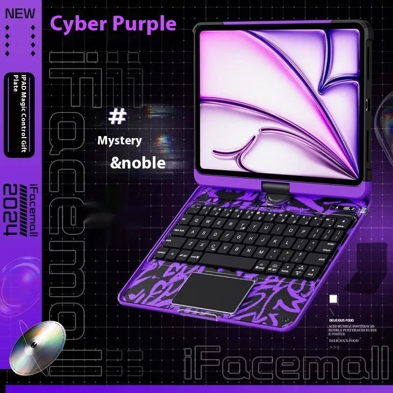 Blue iPad keyboard protective case showing shockproof PC construction for iPad Air 13-inch.