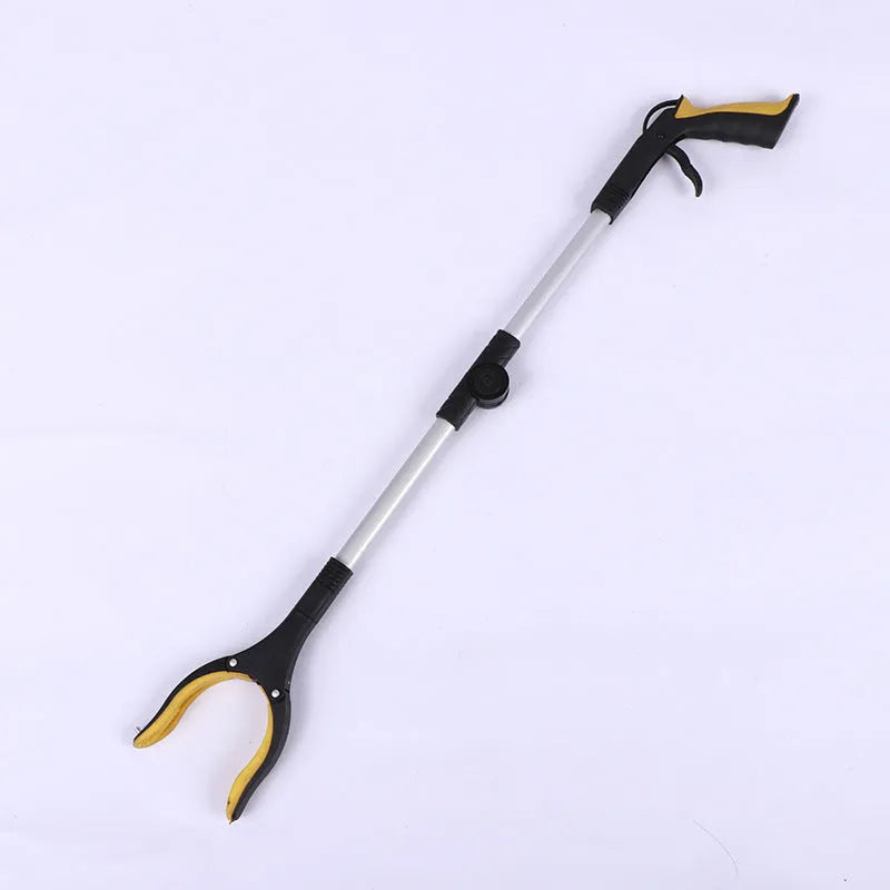 Foldable aluminium alloy garbage clamp with magnetic sucker showing extended and collapsed positions
