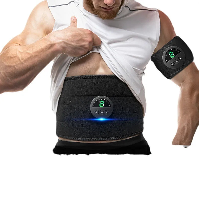 Digital display sweat fitness belt for abdominal workouts measuring 120cm x 17.7cm