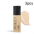 LOOKAVE Matte Liquid Foundation bottle in Ivory White, 21g net content, shown with LK63C shade range.